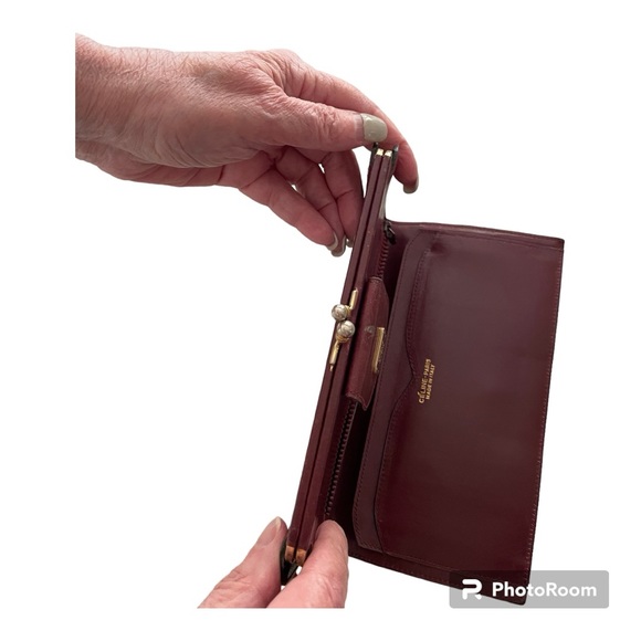 Celine Vintage Triomphe Kisslock Wallet Suede with Leather accents. EUC - Picture 6 of 12